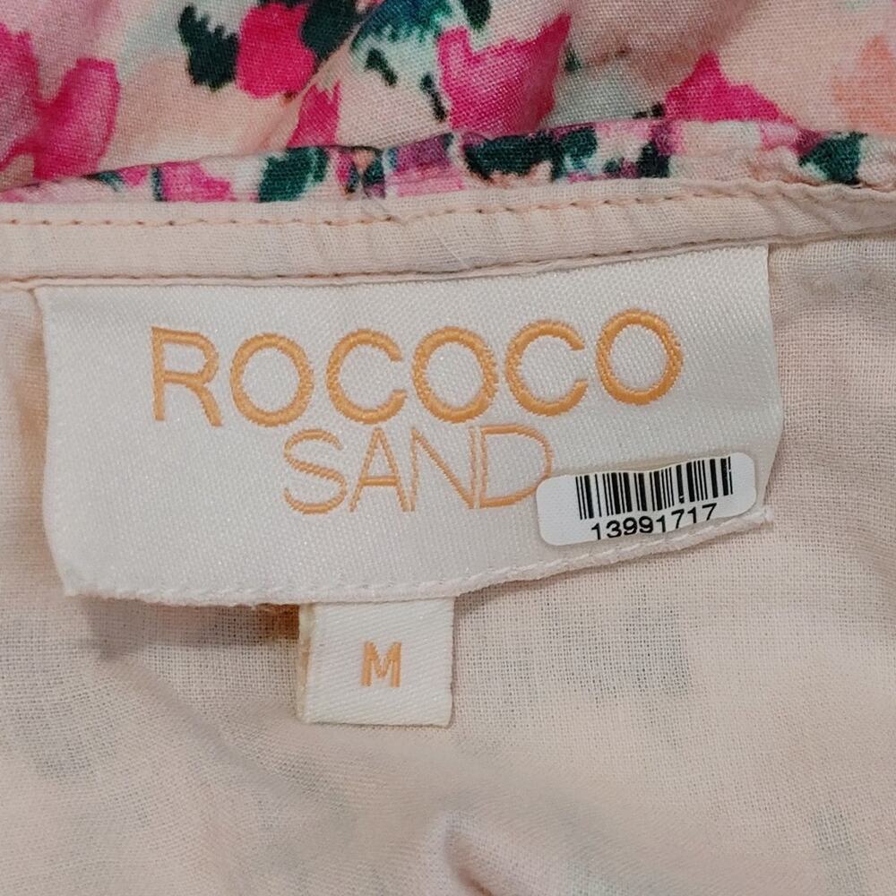 Rococo Sand Mimi Wrap Dress Long Sleeve V Neck Ruffled Pink Watercolor Medium - Picture 6 of 14